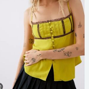 Urban Outfitters Yellow and Brown Striped Tank